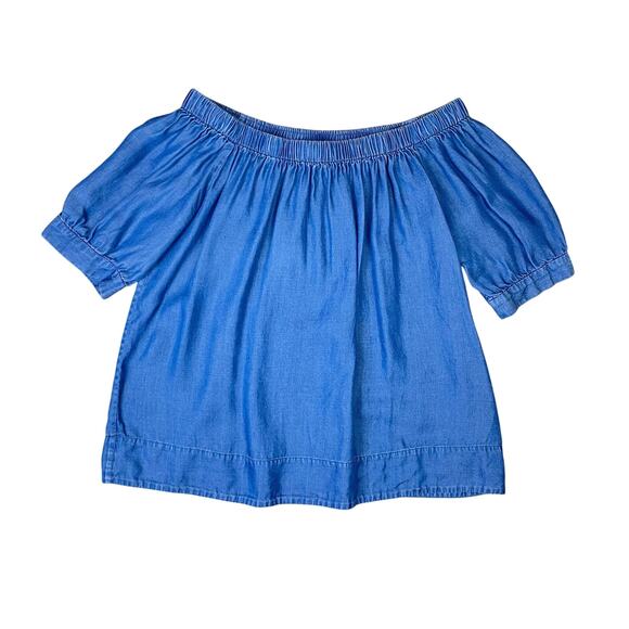 Broome Street Kate Spade Blue Soft Chambray Off The Shoulder Short Sleeve Top - Picture 11 of 14